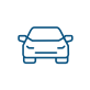 Blue car icon on black background, representing transportation or automotive industry.